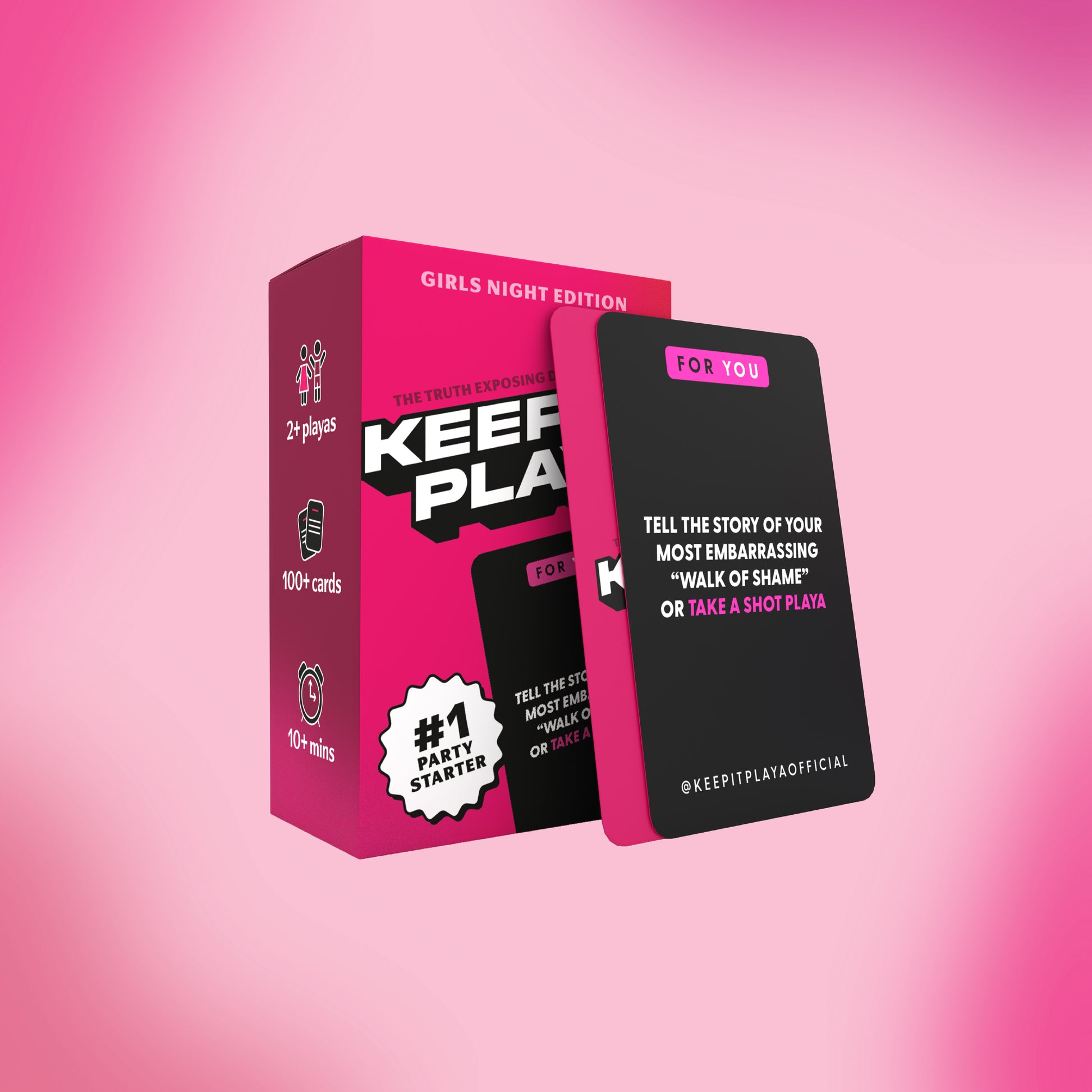 image of Keep It Playa girls night edition front of box and sample card