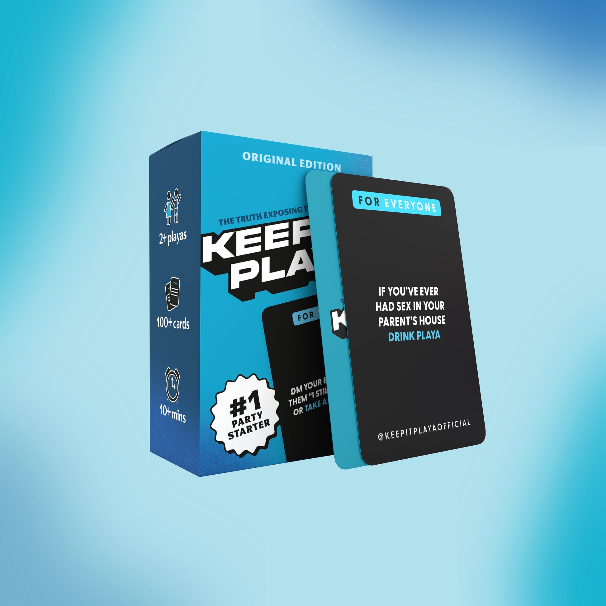 image of Keep It Playa original edition front of box and sample card